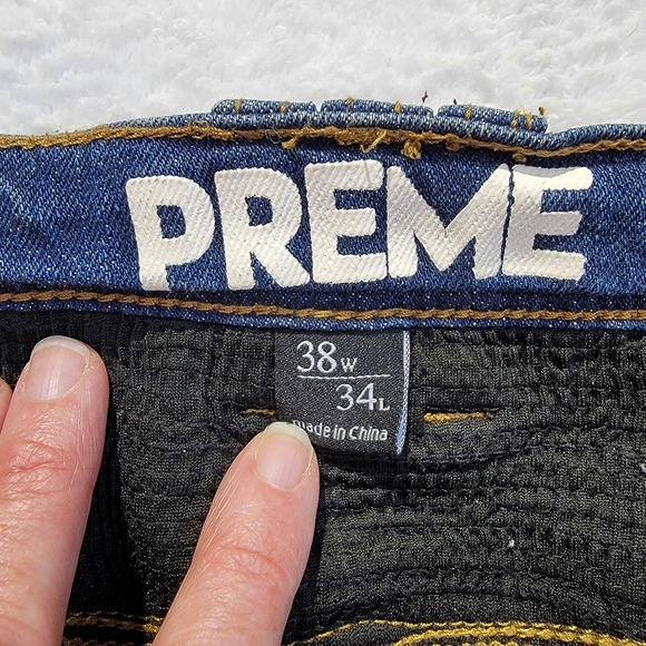 PREME Mens Distressed Red Black Side Stripe Moto Denim Jeans Streetwear 38 / 34 - Picture 10 of 13